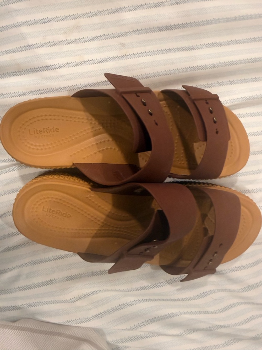 CROCS LiteRide Brown Double-Strap Slide Sandals